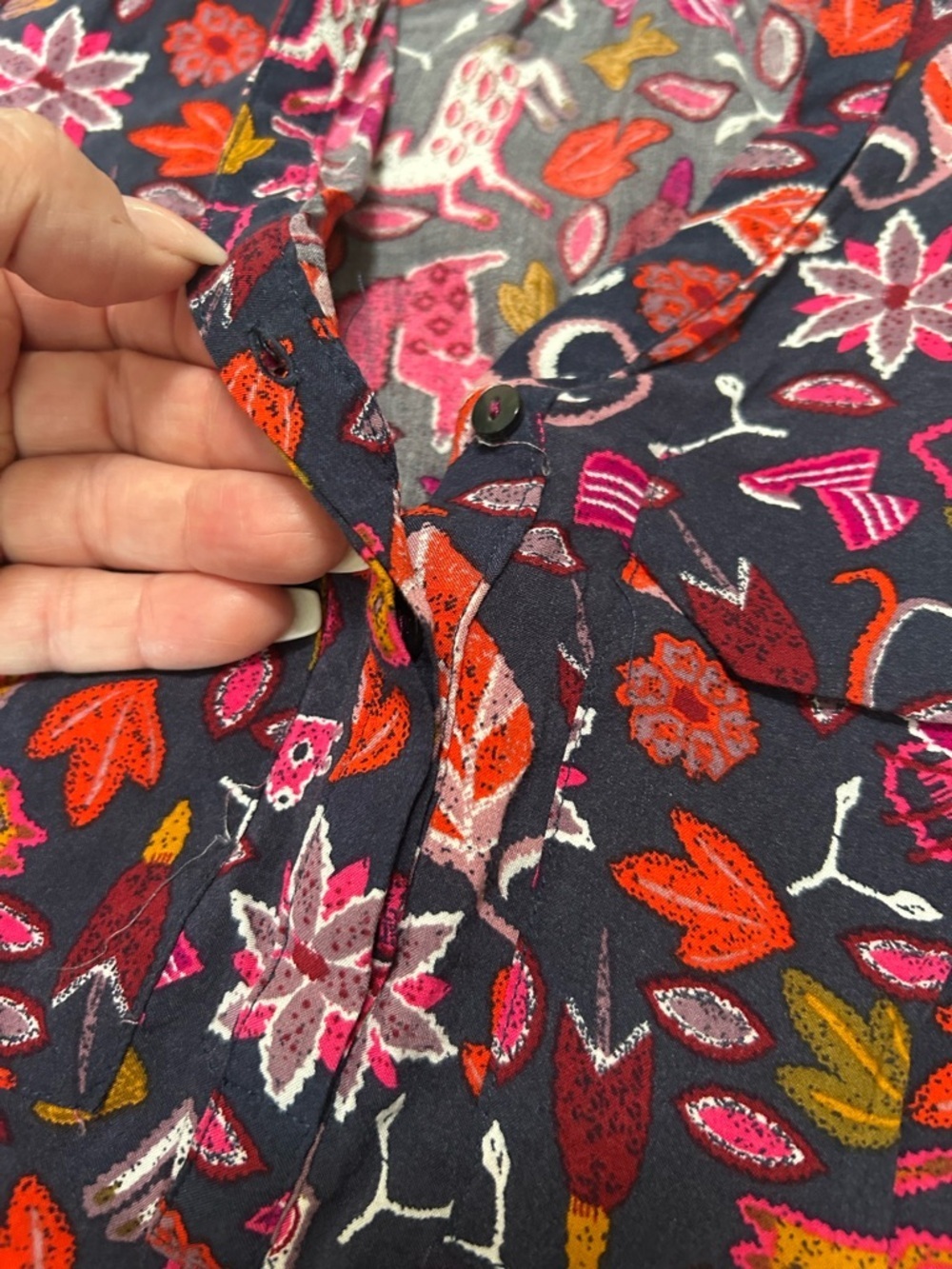 Maeve Navy Pink Orange Printed Top - Picture 10 of 10